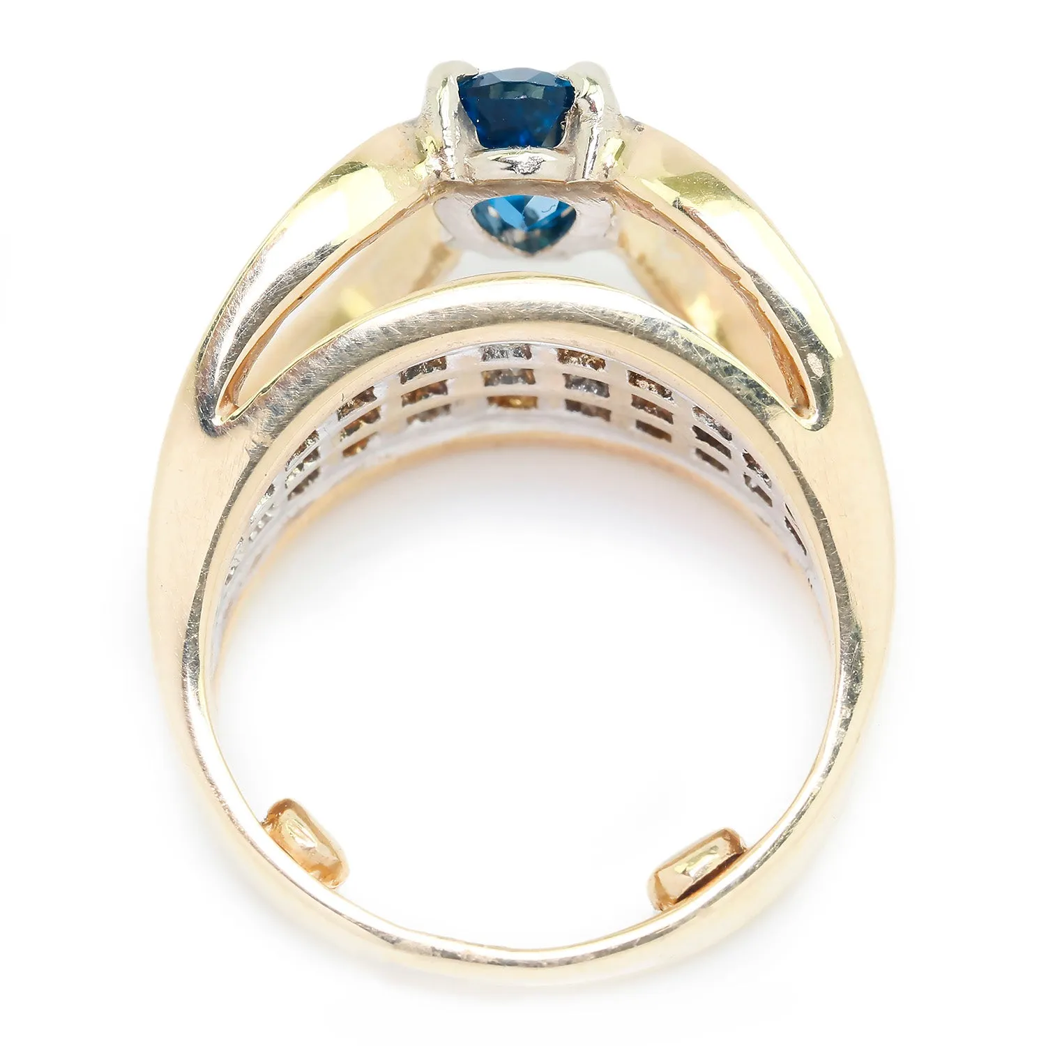 Pear Cut Blue Topaz Ring with Diamonds 14K 2-Tone Gold 1.75ctw