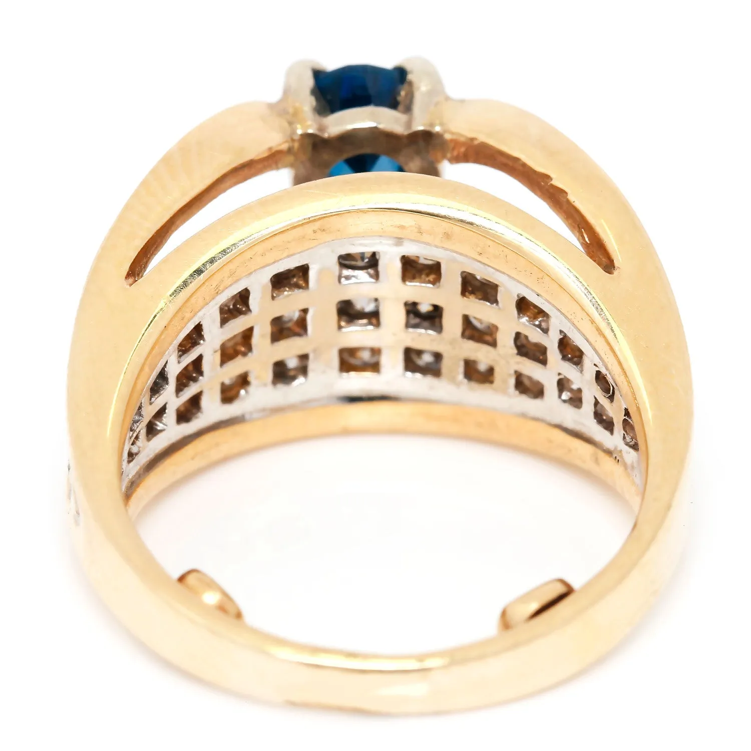 Pear Cut Blue Topaz Ring with Diamonds 14K 2-Tone Gold 1.75ctw
