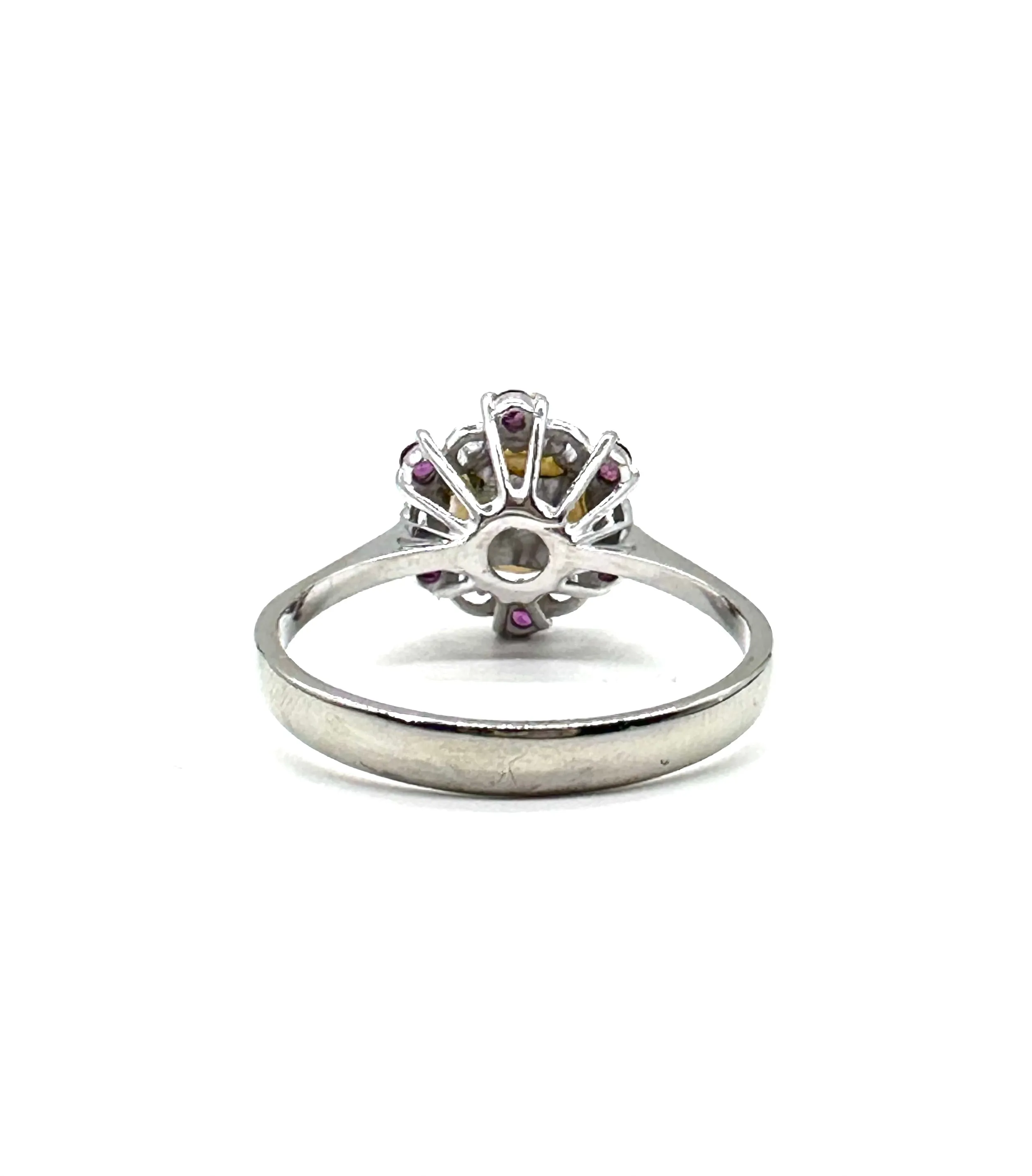 Pearl and Ruby halo ring