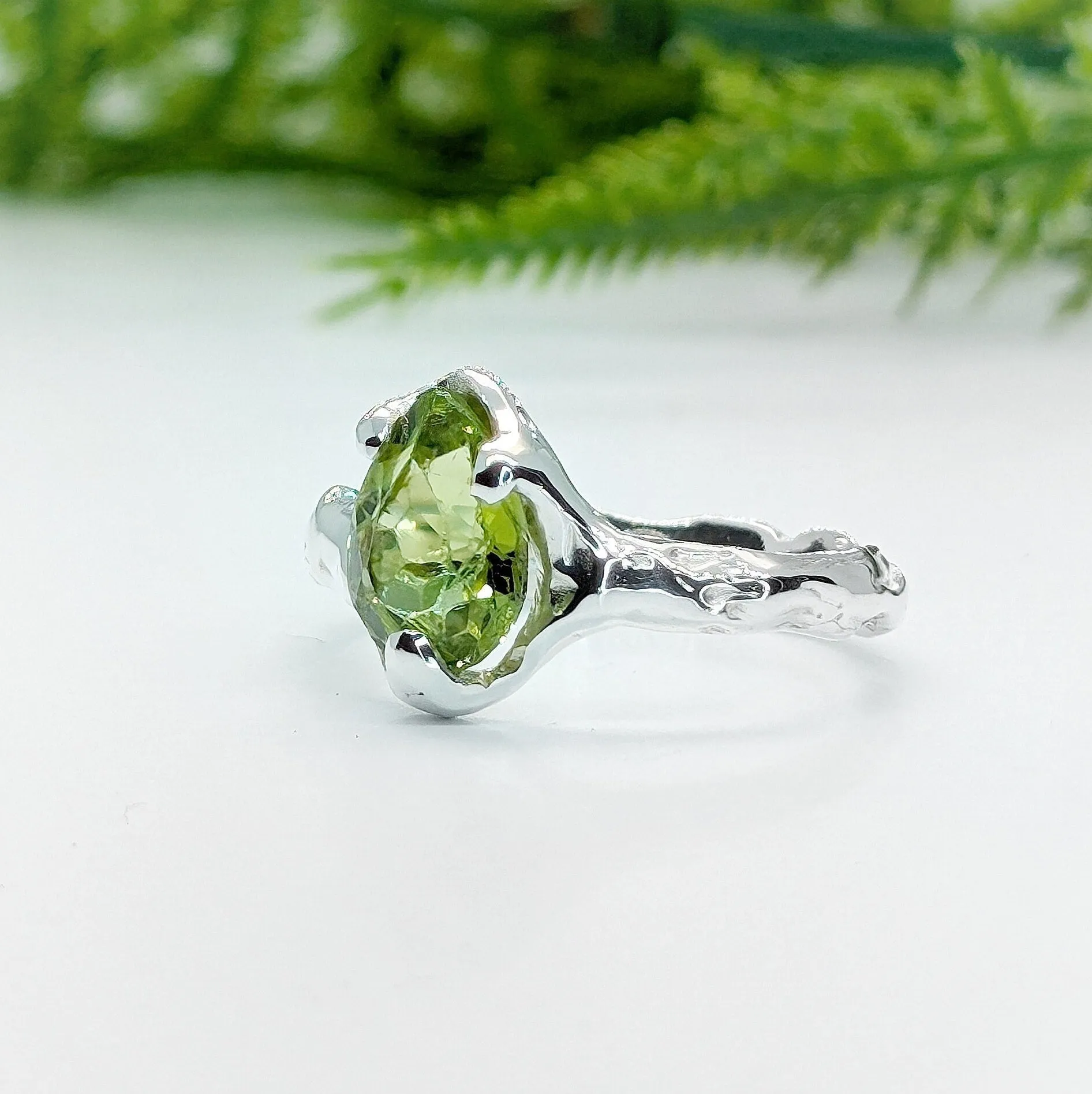 Peridot Silver ring in Sterling Silver