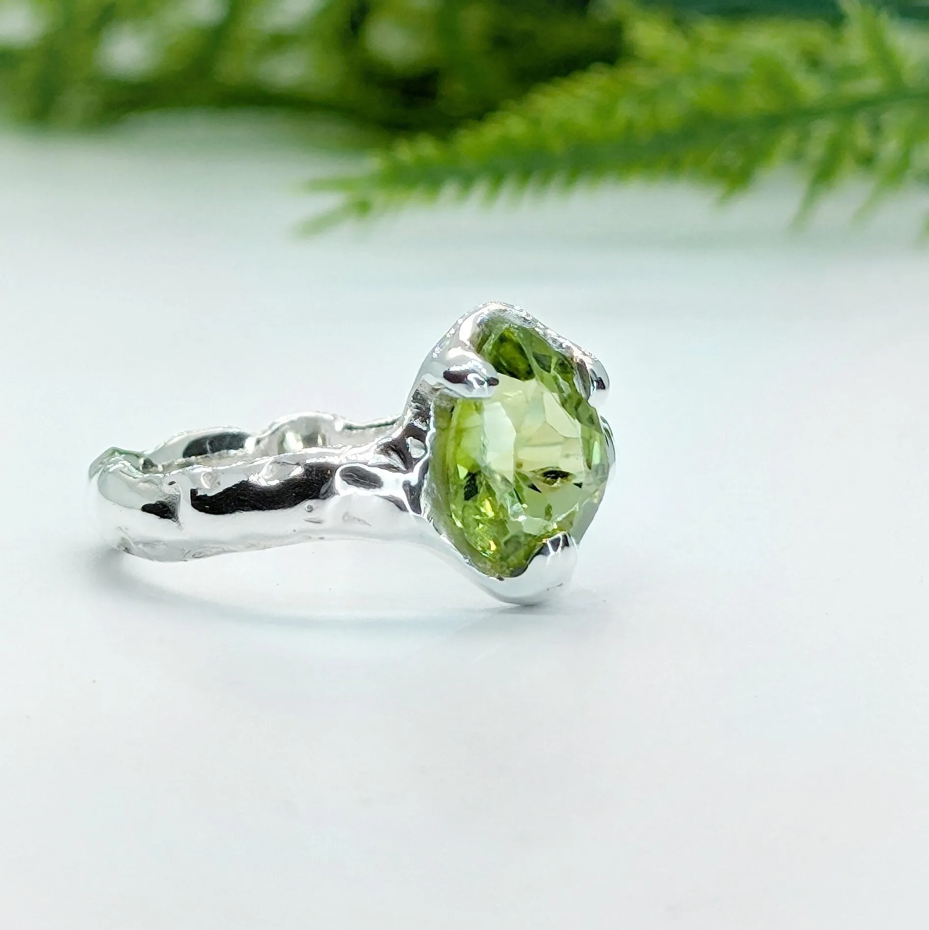 Peridot Silver ring in Sterling Silver