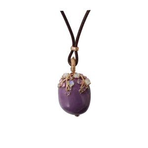 Phosphosiderite Pendant On Leather Necklace