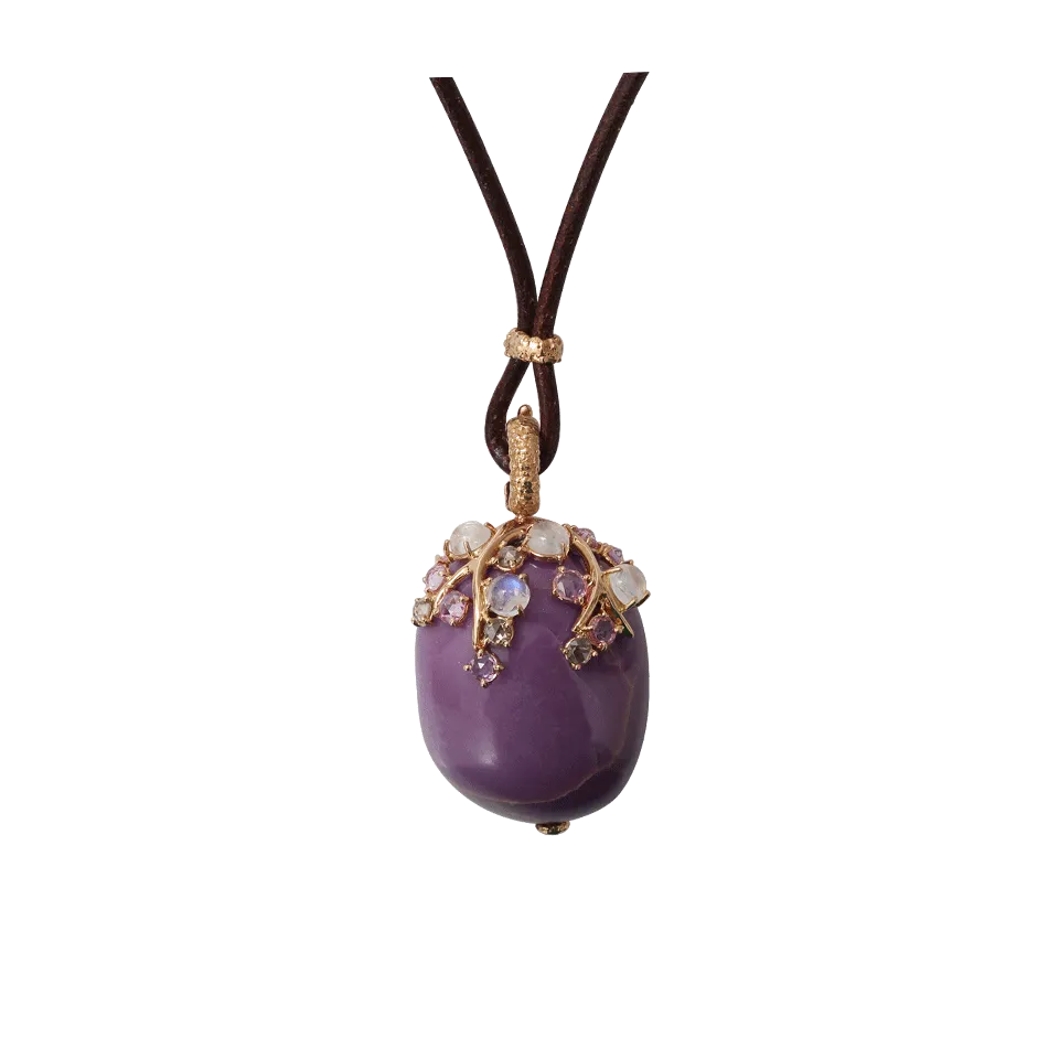 Phosphosiderite Pendant On Leather Necklace