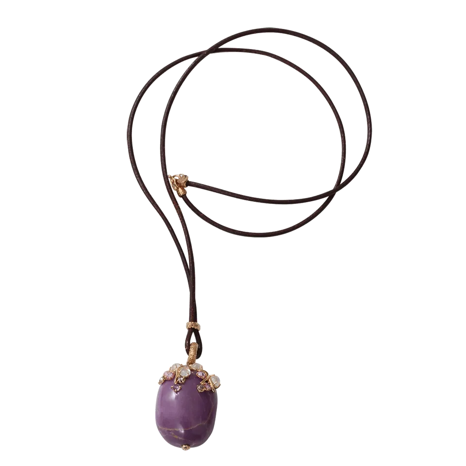 Phosphosiderite Pendant On Leather Necklace