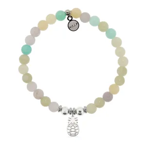 Pineapple Cutout Charm with Green Yellow Jade Charity Bracelet