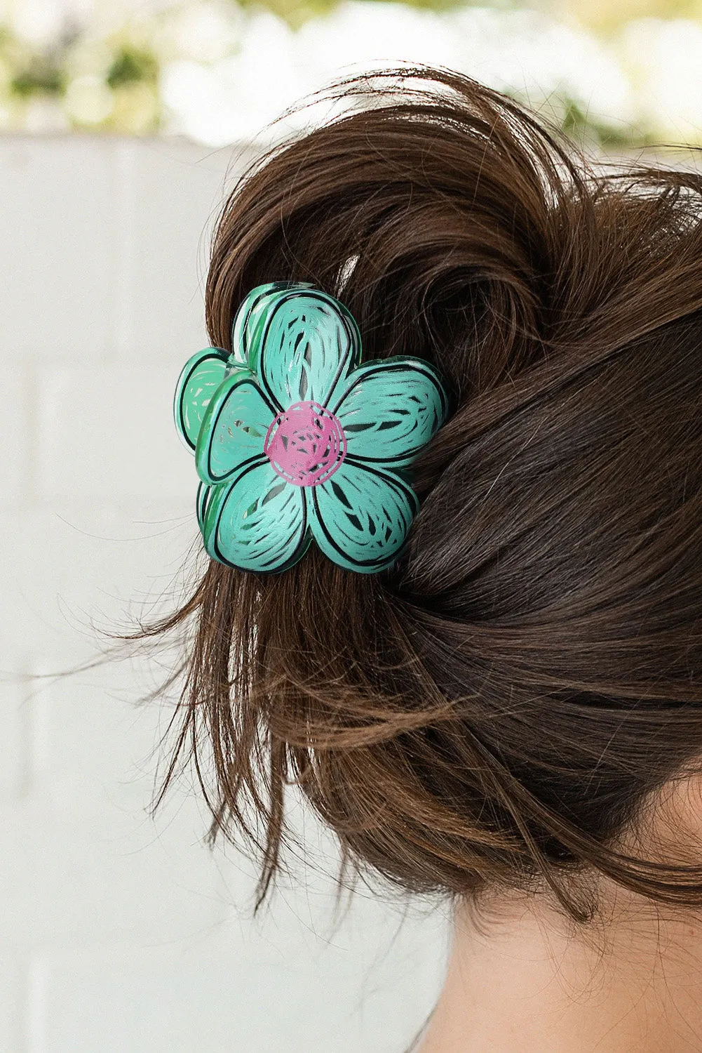 Pink Flower Shape Claw Hairpin