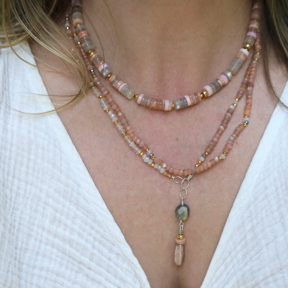 Pink Opal and Moonstone Necklace