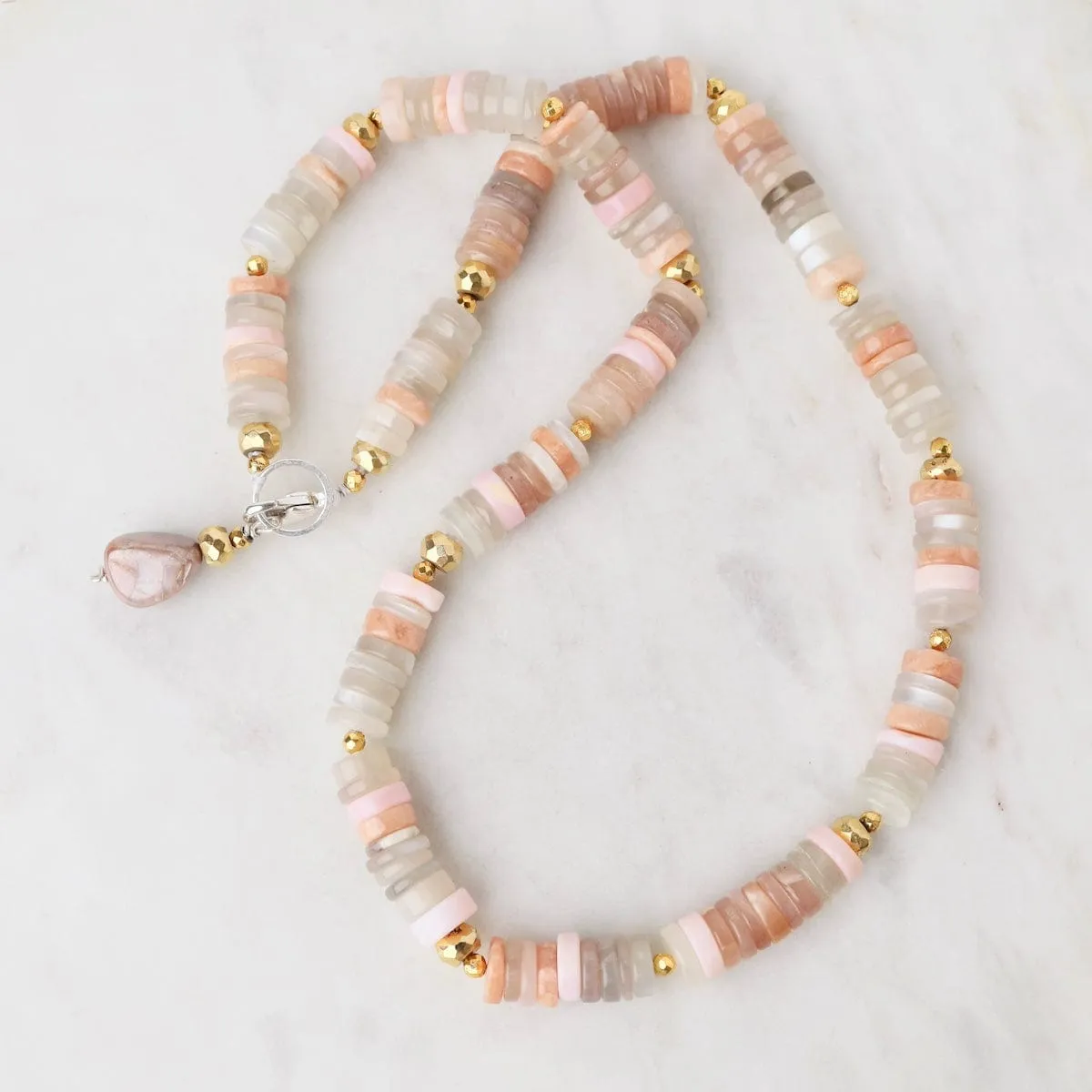 Pink Opal and Moonstone Necklace