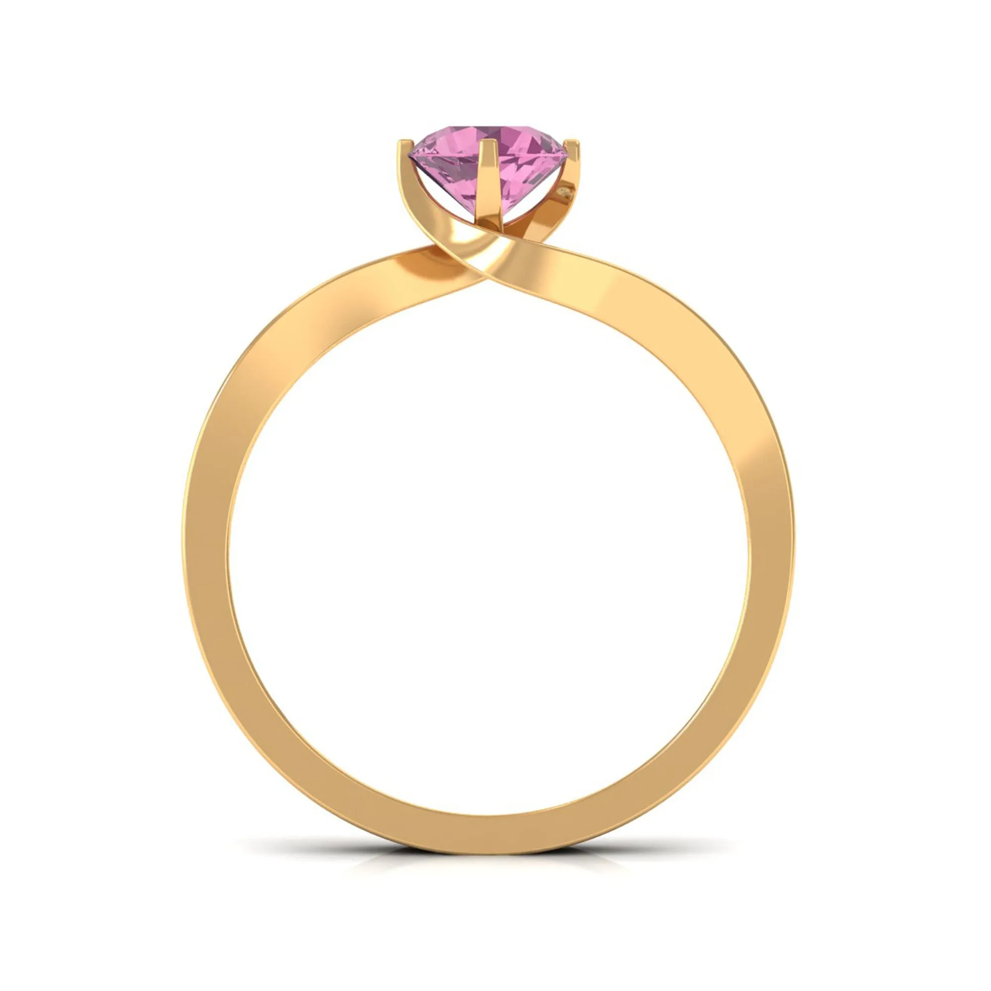 Pink Tourmaline Solitaire Bypass Ring with Diamond
