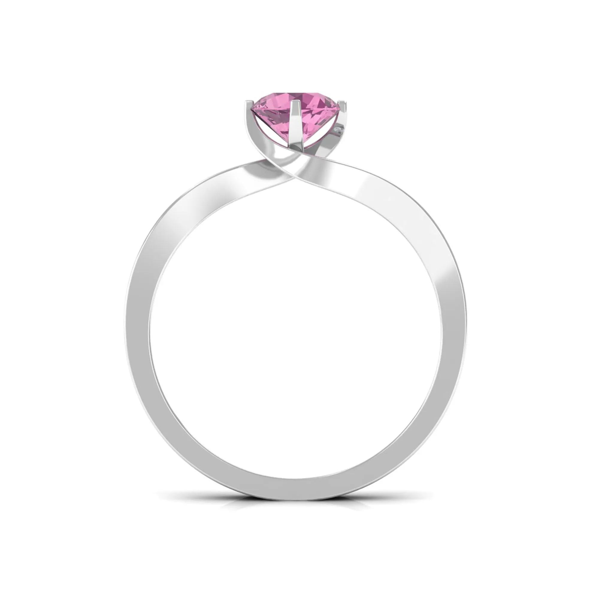 Pink Tourmaline Solitaire Bypass Ring with Diamond