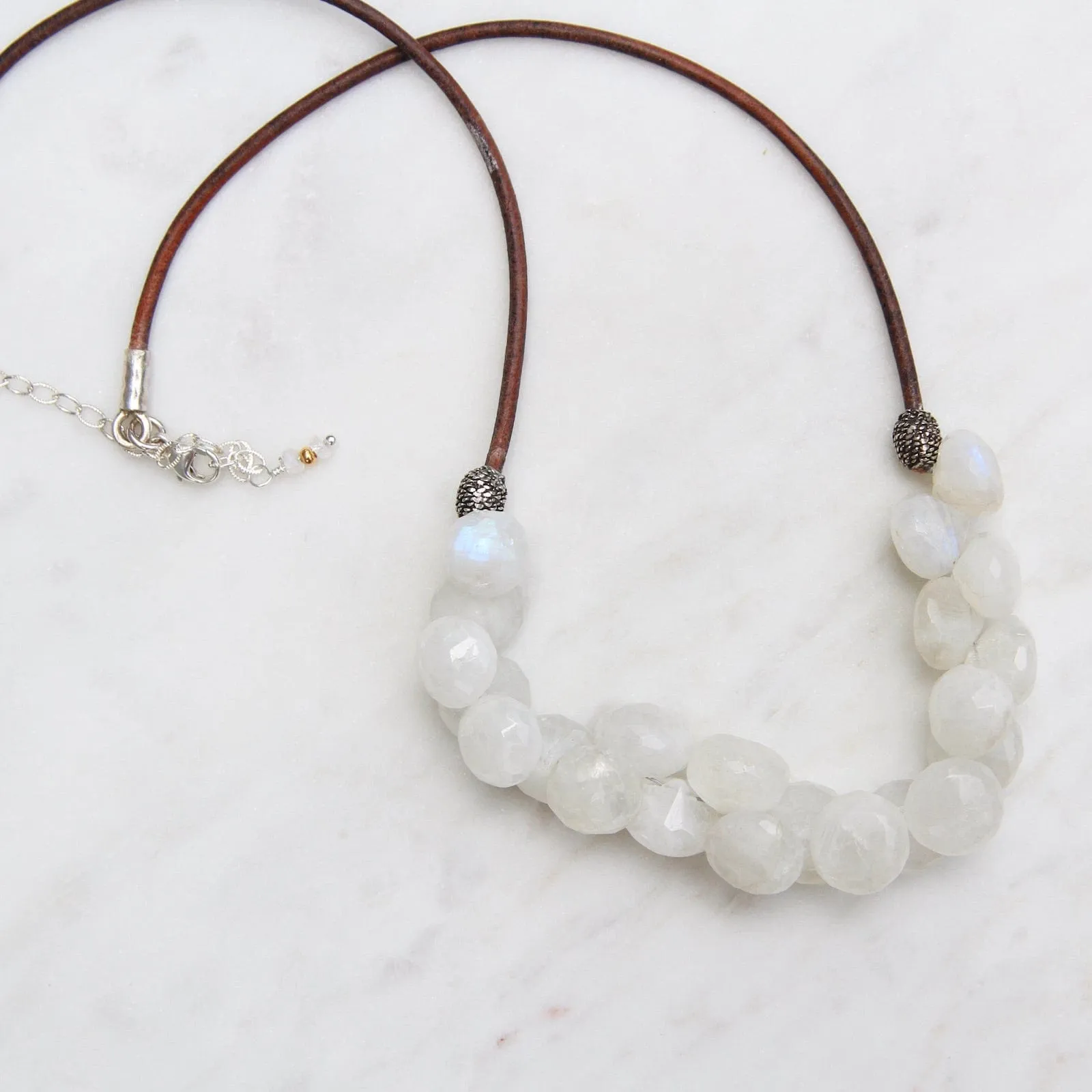 Rainbow Moonstone Bubble Briolettes Necklace