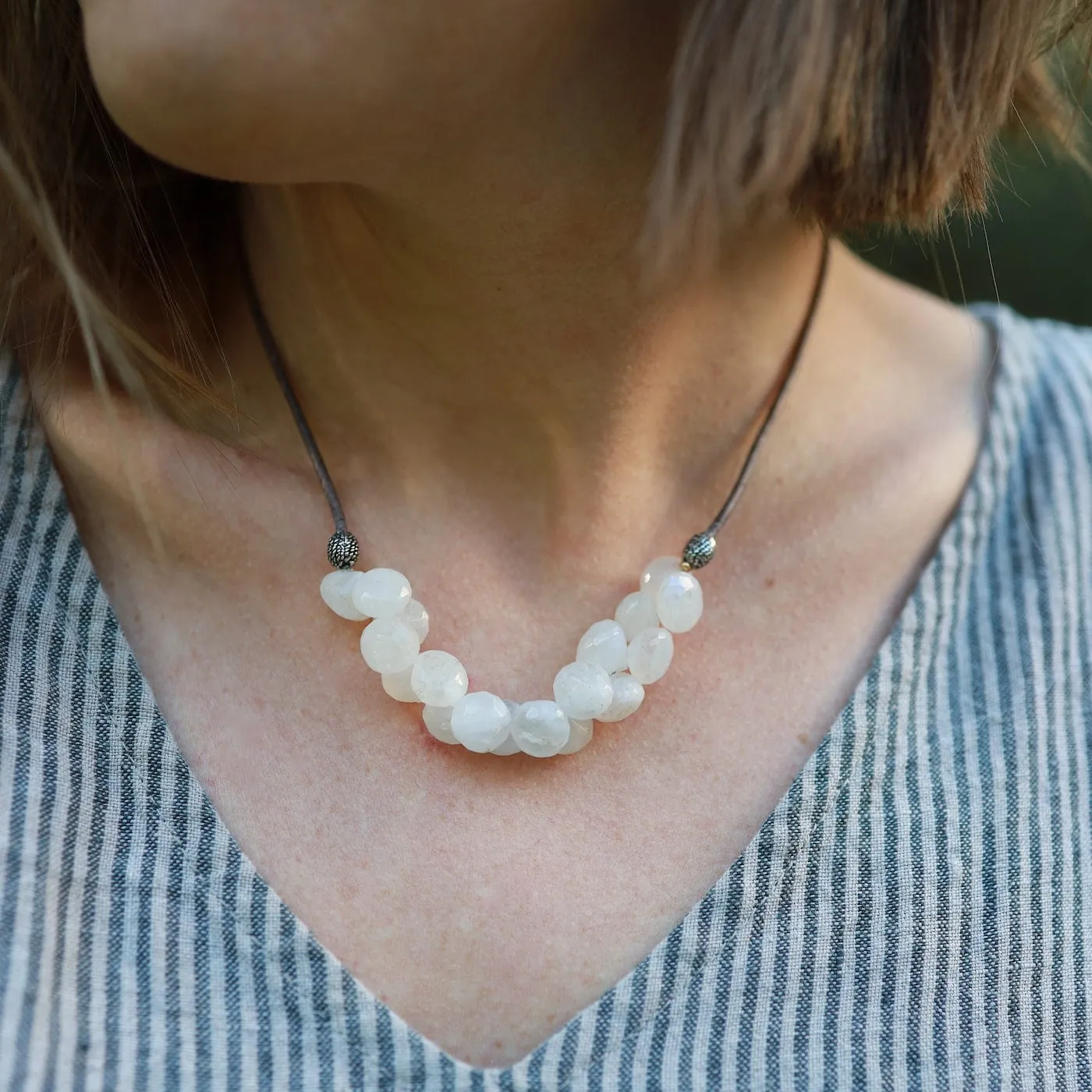 Rainbow Moonstone Bubble Briolettes Necklace
