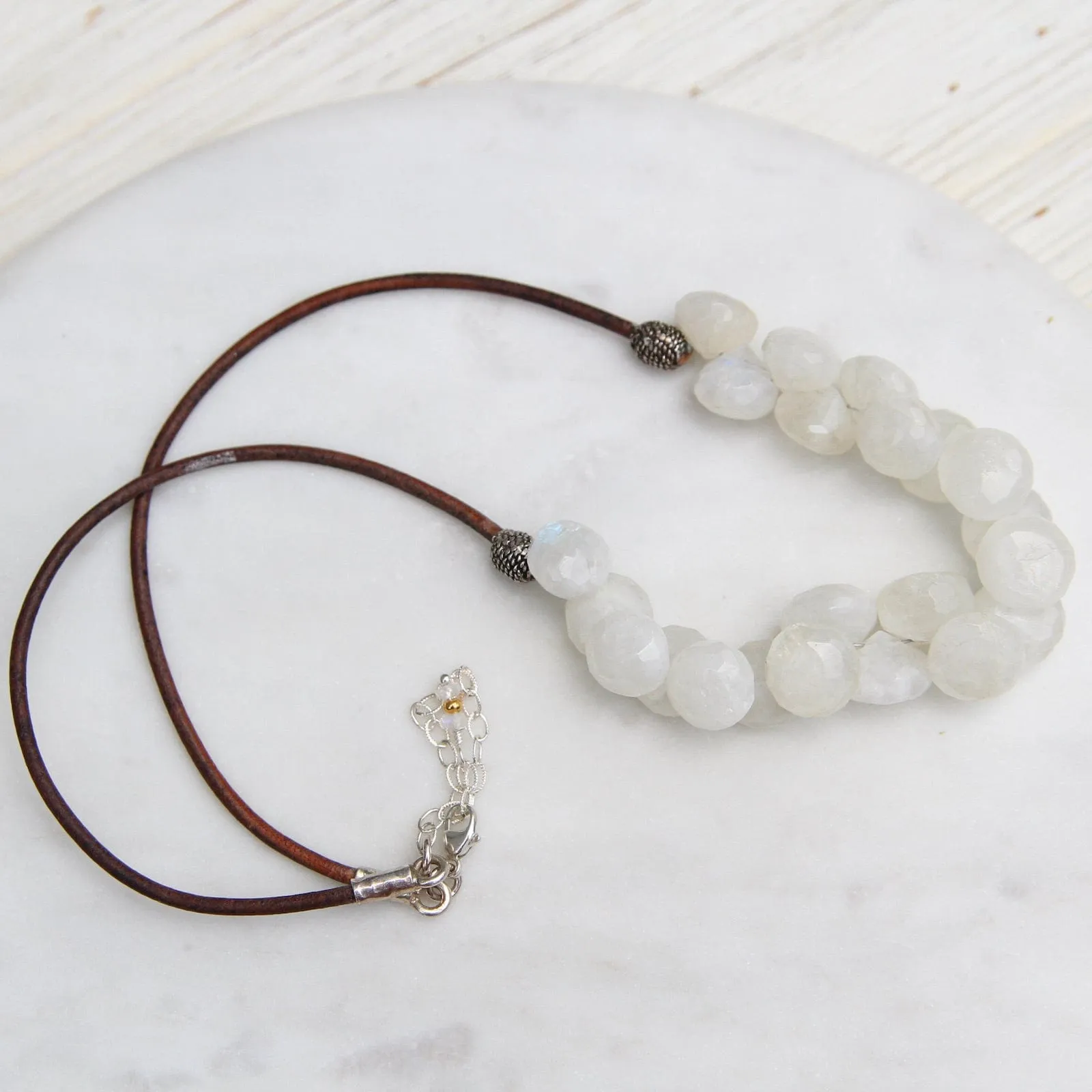 Rainbow Moonstone Bubble Briolettes Necklace