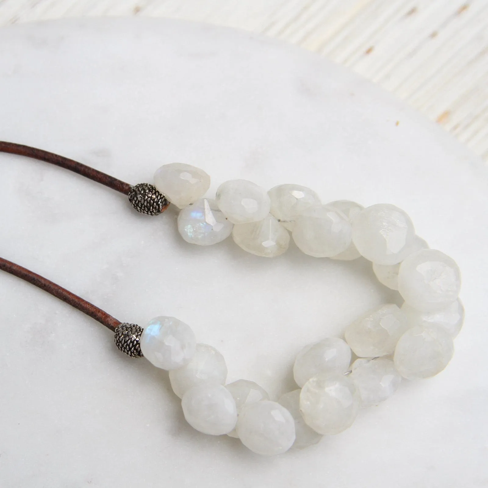 Rainbow Moonstone Bubble Briolettes Necklace