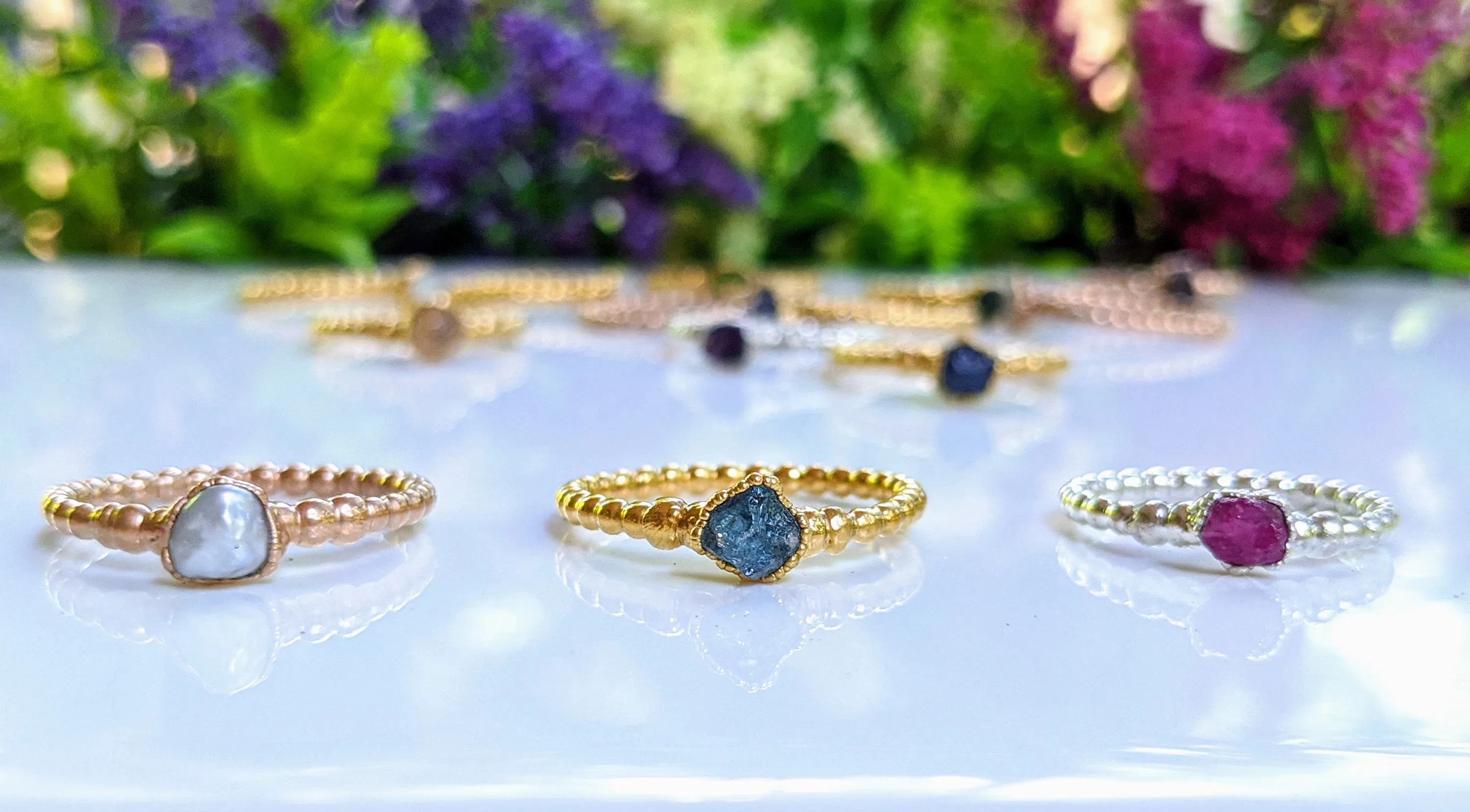 Raw Tanzanite beaded ring