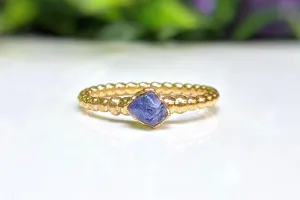 Raw Tanzanite beaded ring