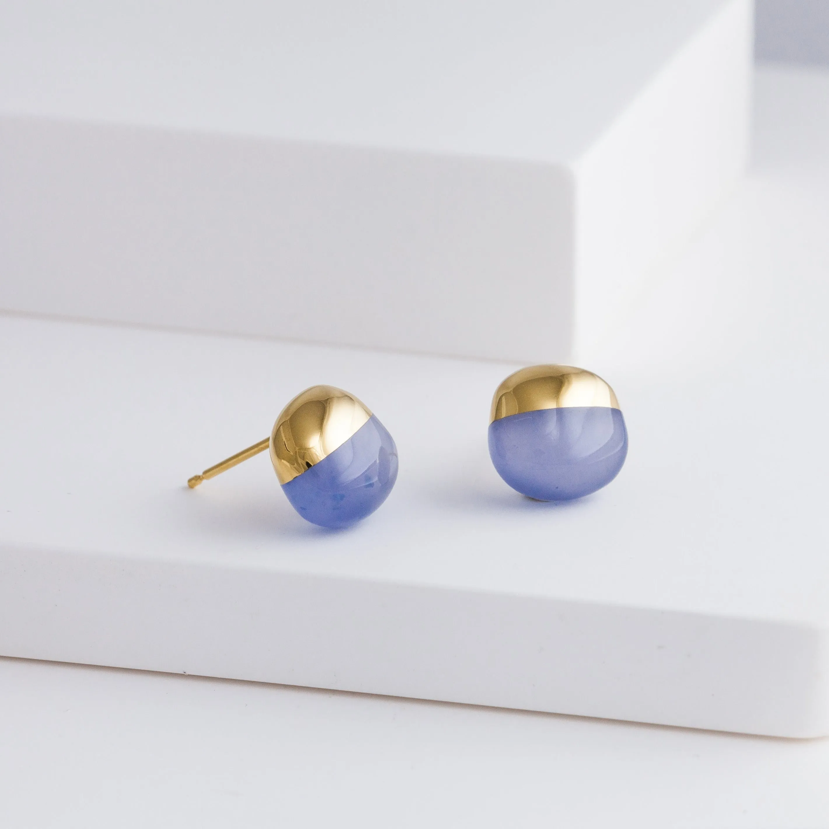 Rock blue chalcedony earrings