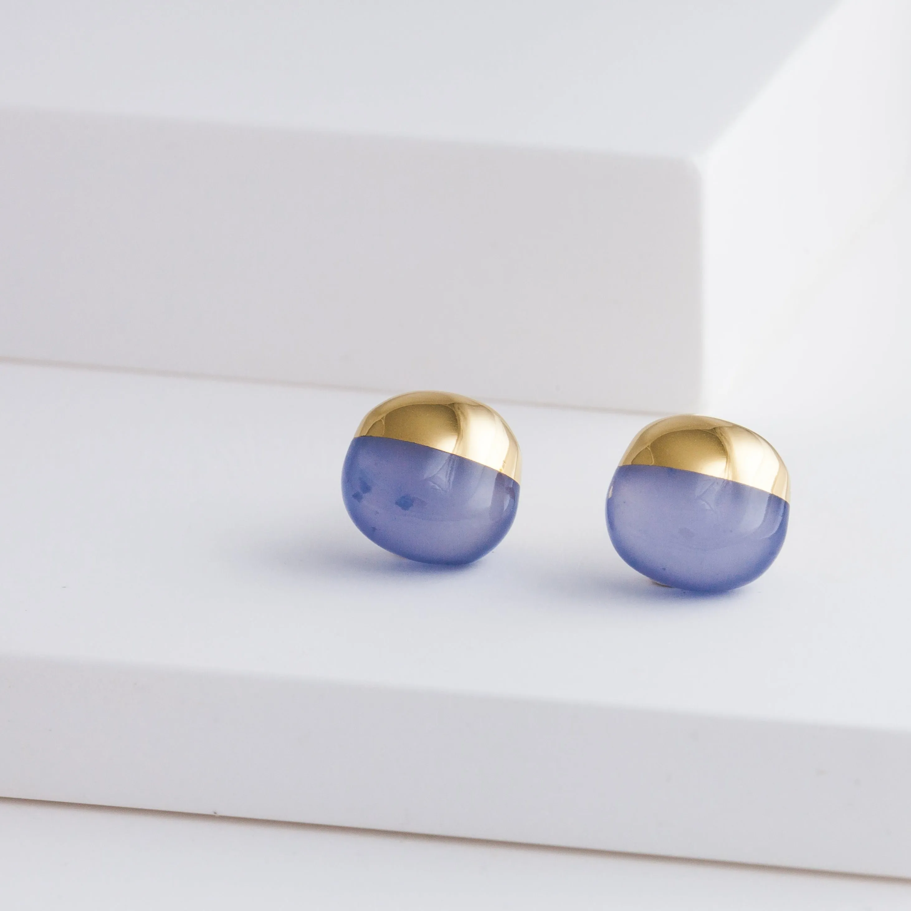 Rock blue chalcedony earrings