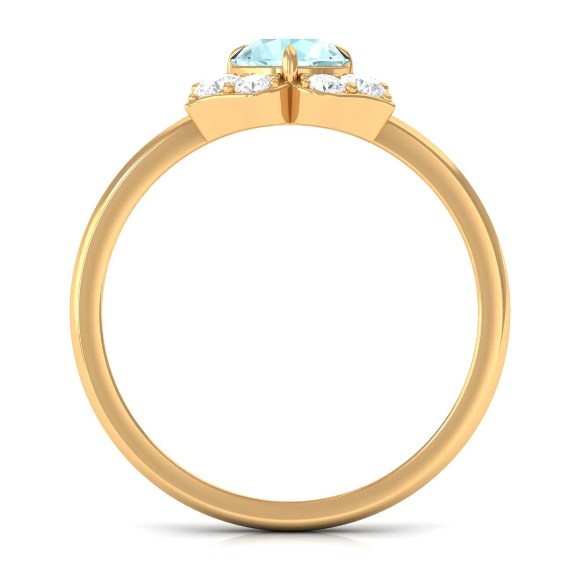 Round Sky Blue Topaz Flower Ring with Diamond Accent