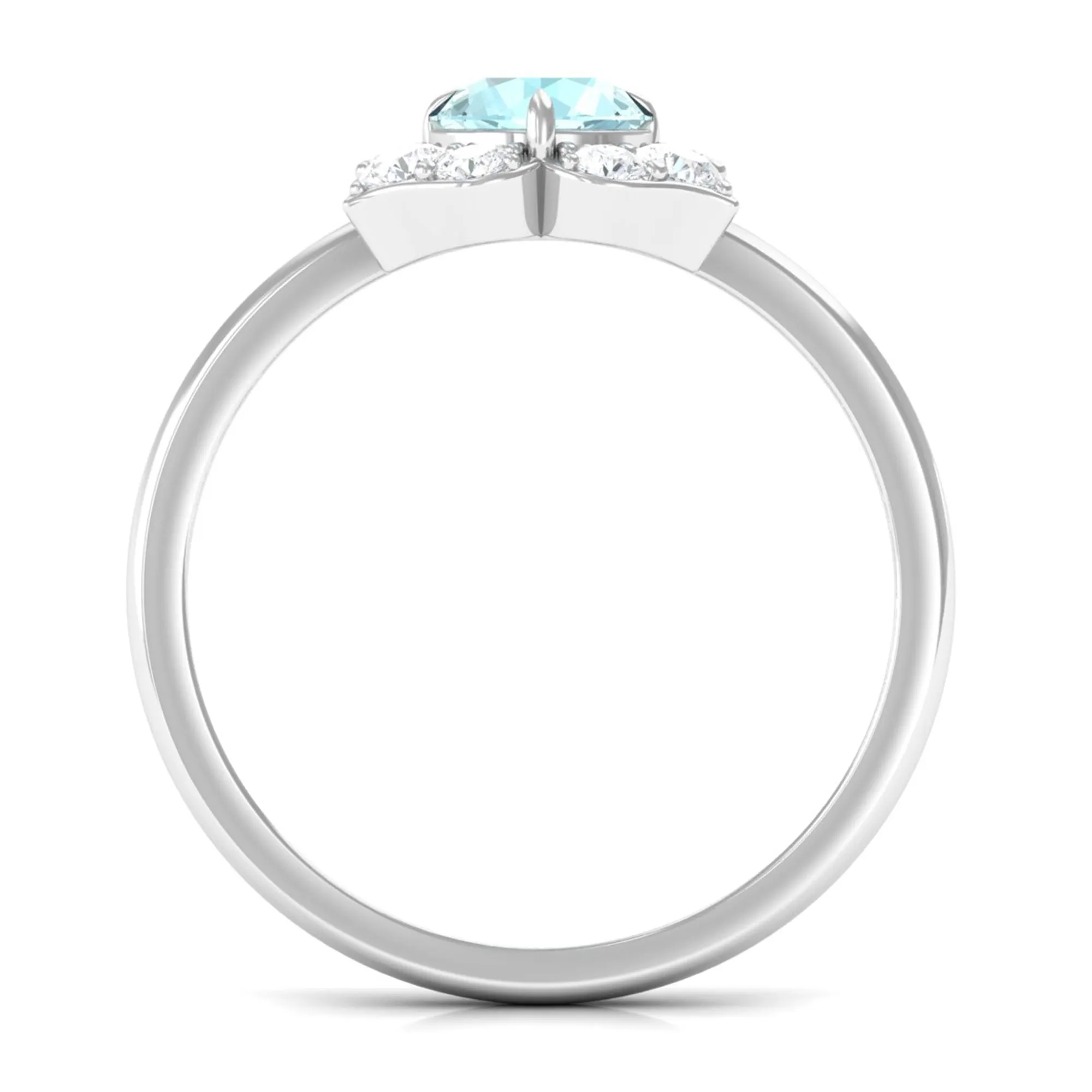 Round Sky Blue Topaz Flower Ring with Diamond Accent
