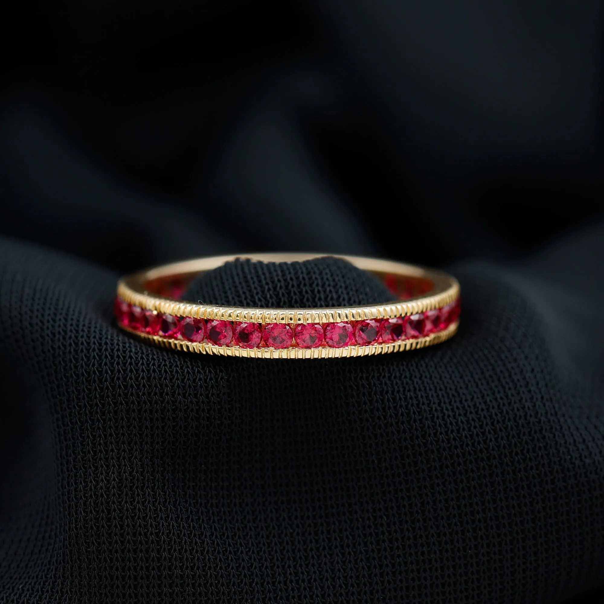 Ruby Eternity Ring with Milgrain Detailing