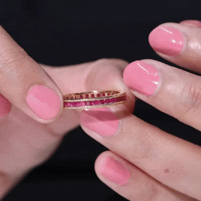 Ruby Eternity Ring with Milgrain Detailing