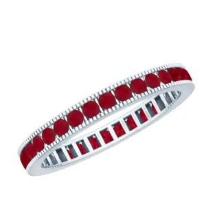 Ruby Eternity Ring with Milgrain Detailing