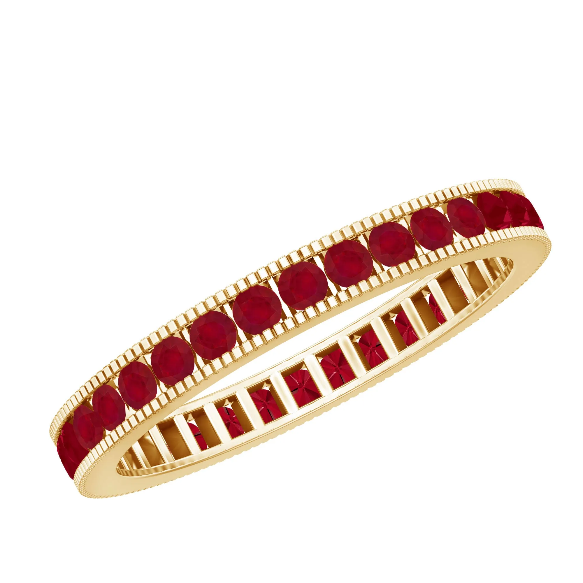 Ruby Eternity Ring with Milgrain Detailing