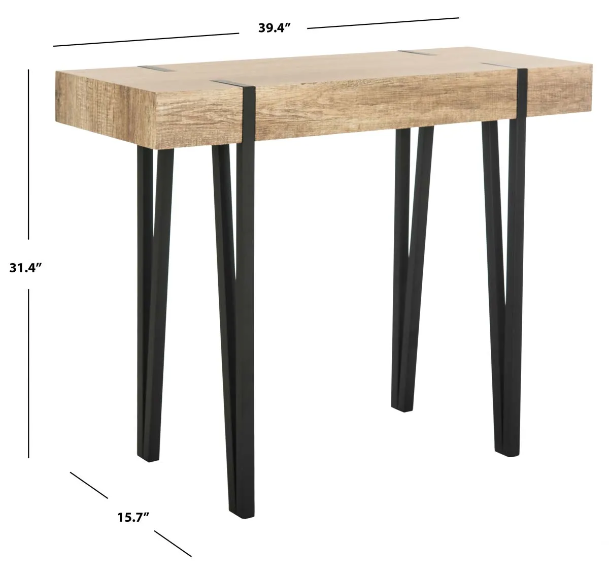 Safavieh Alyssa Rectangular Rustic Midcentury Wood Top Console Table , CNS7000