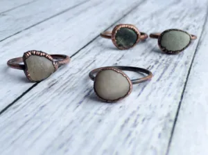 SALE Beach pebble ring | Organic stone stacking ring