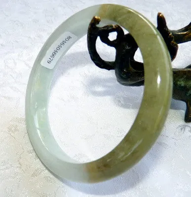 Sale-"Yin and Yang" Burmese Jadeite Bangle Bracelet 55 mm Grade A   Certificate (679)
