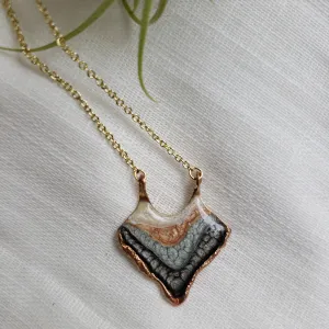 SALE- Reticulated Necklace - Onyx/Moonstone/Cinnamon