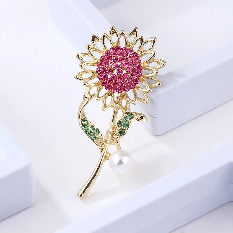 SB333 - Zircon Sunflower Brooch