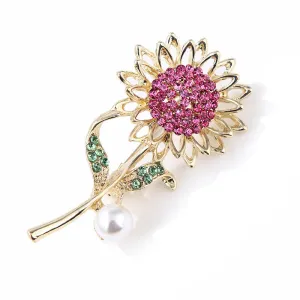 SB333 - Zircon Sunflower Brooch