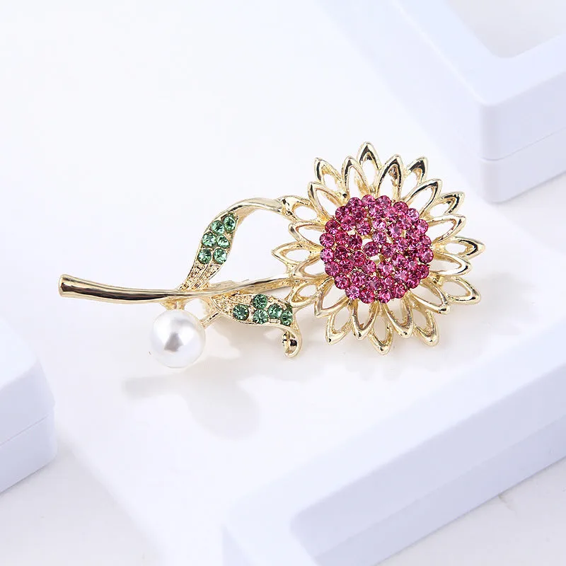 SB333 - Zircon Sunflower Brooch