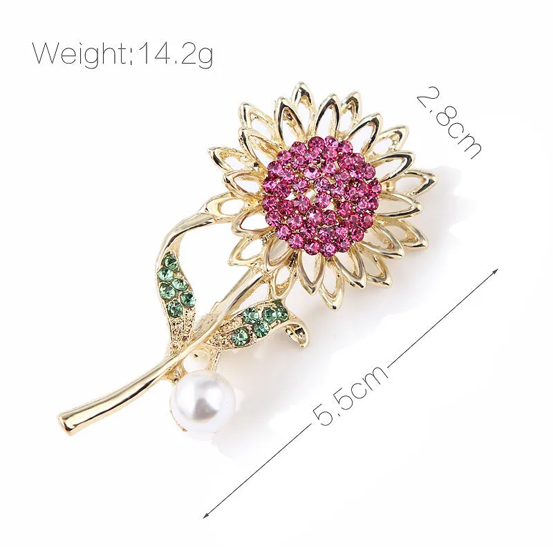 SB333 - Zircon Sunflower Brooch
