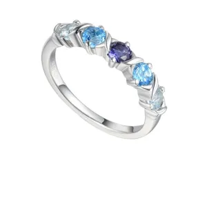 Silver Blue Topaz and Iolite half eternity ring