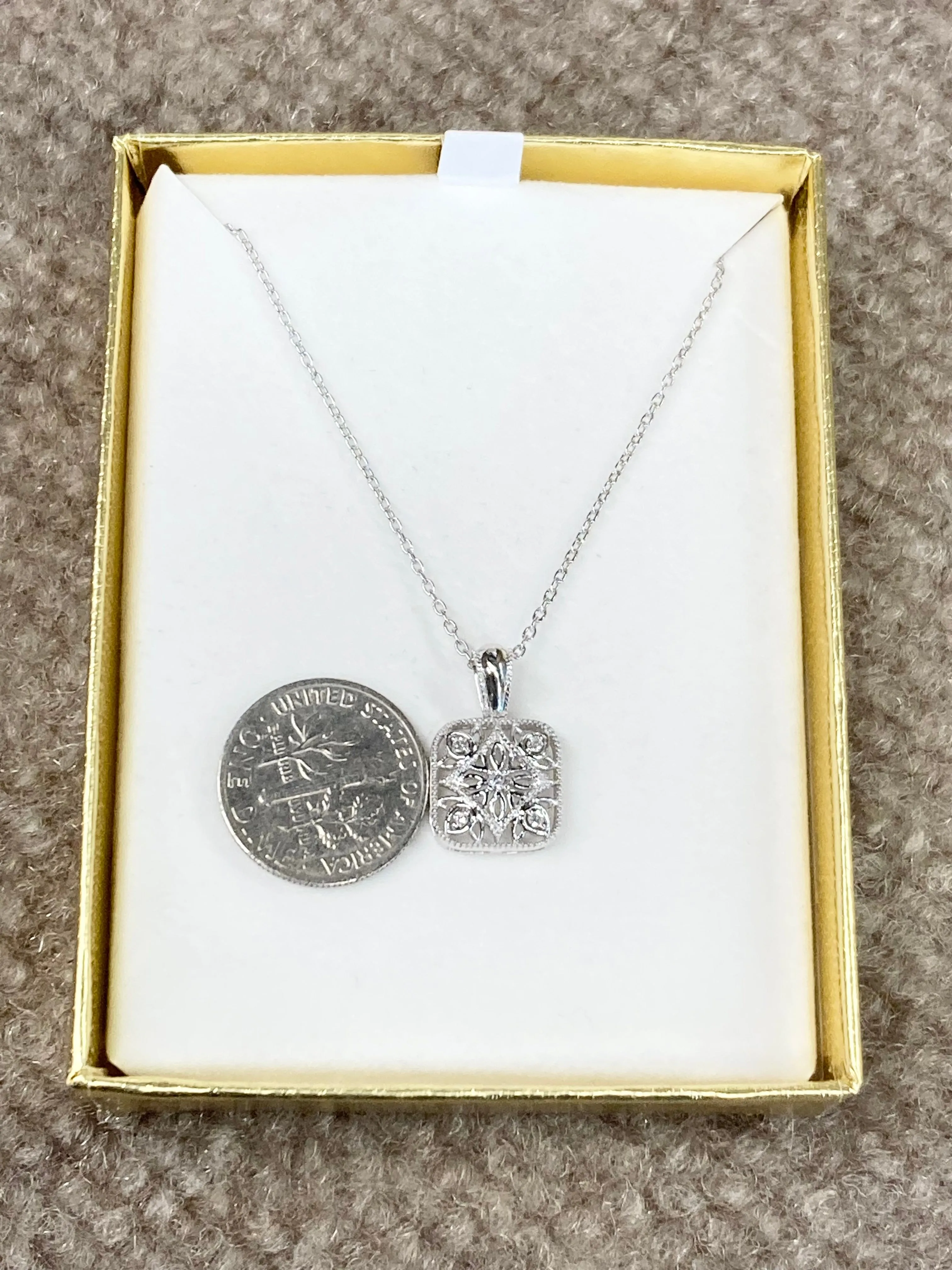 Silver Filigree Diamond Pendant