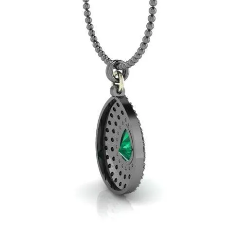 Silver Pendant Green Hydro Black Spinels and White Topaz