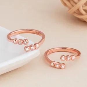 Silver Rose Six Stone Toe Ring
