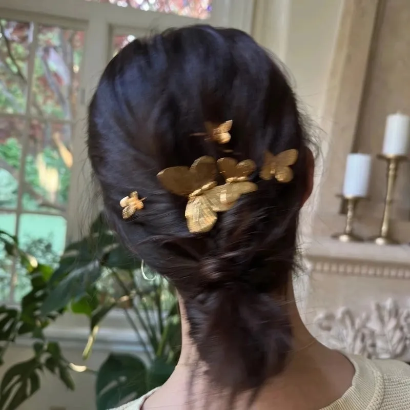 Simple Butterfly Metal Hairpin New Chinese Style Personalized  One-character Clip Commuter Design  Hairpin Hair Accessories For Women
