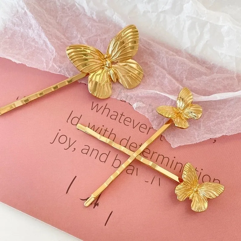 Simple Butterfly Metal Hairpin New Chinese Style Personalized  One-character Clip Commuter Design  Hairpin Hair Accessories For Women