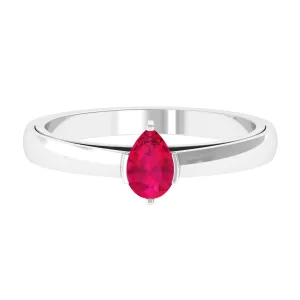 Simple Pear Cut Ruby Solitaire Promise Ring