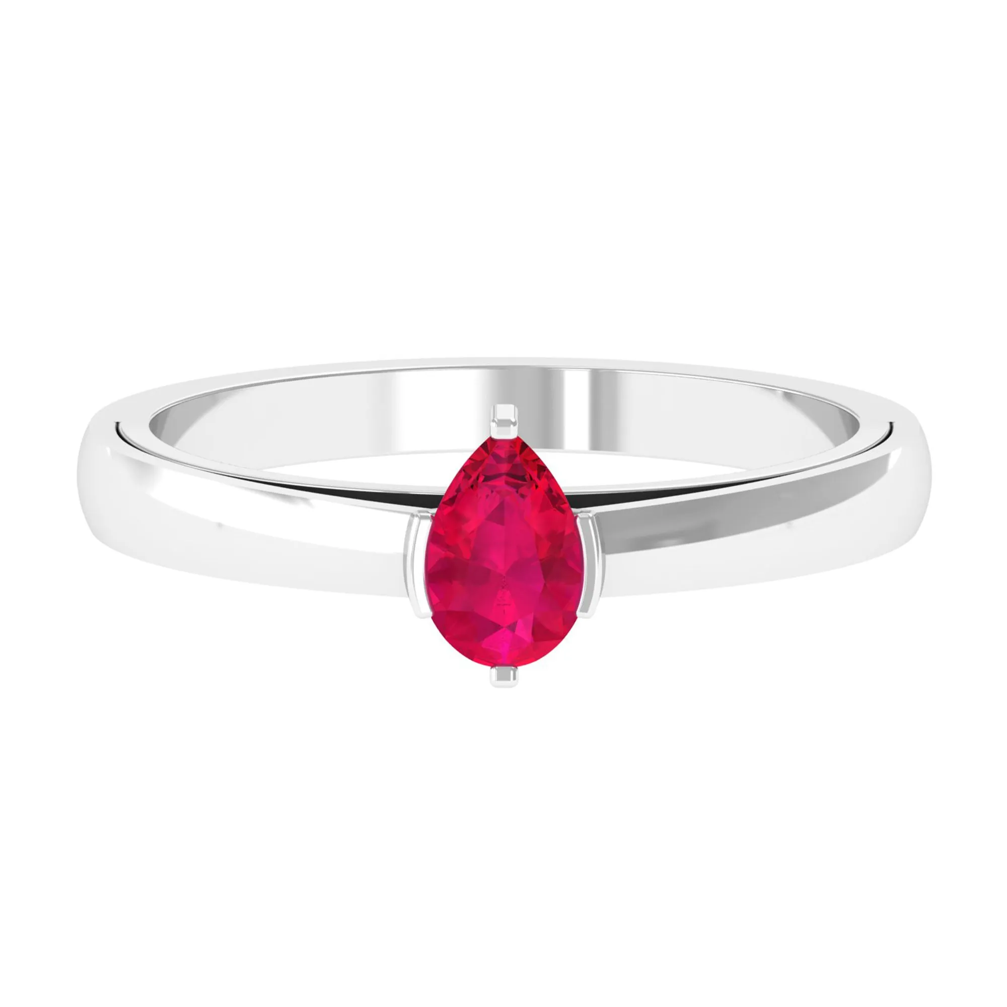 Simple Pear Cut Ruby Solitaire Promise Ring
