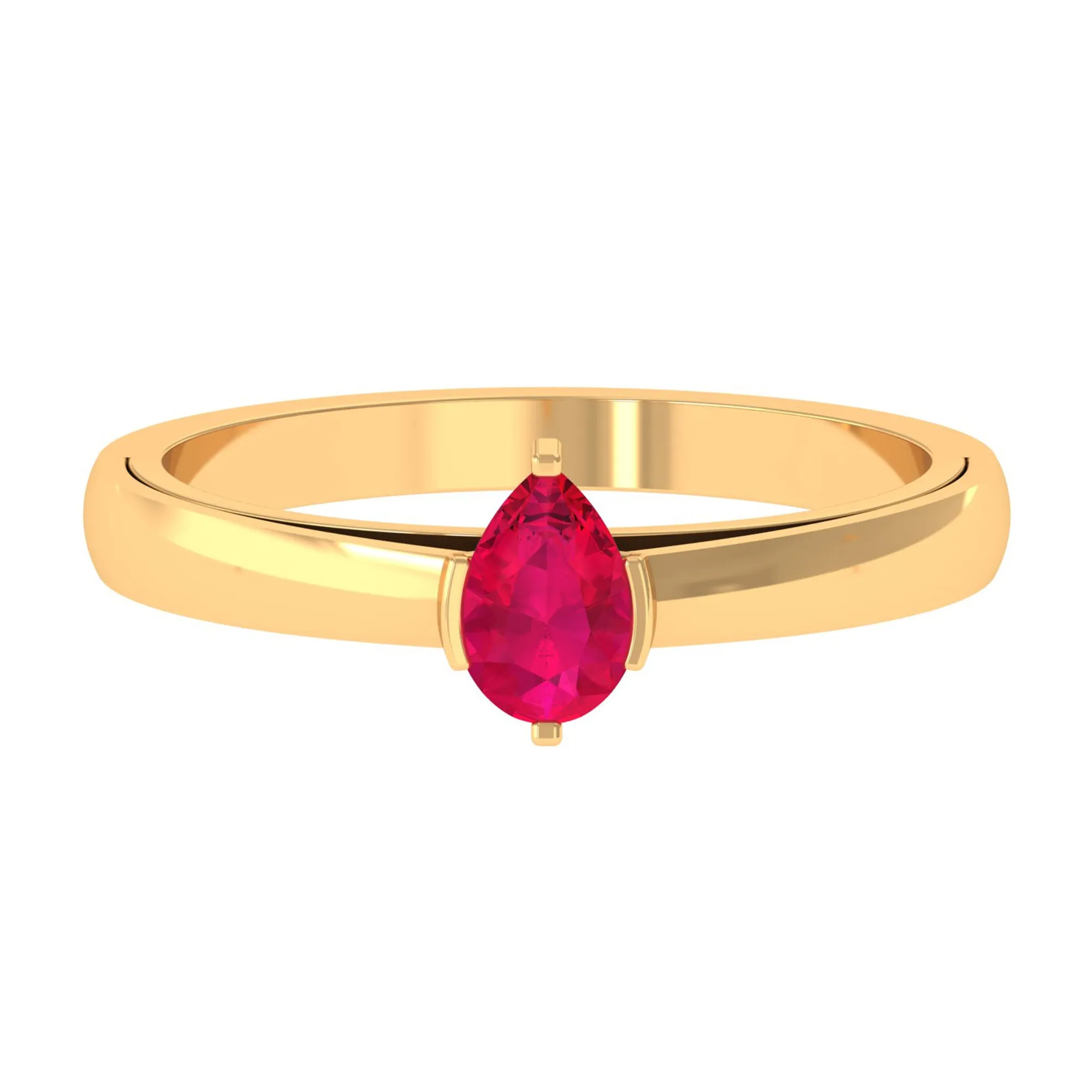 Simple Pear Cut Ruby Solitaire Promise Ring