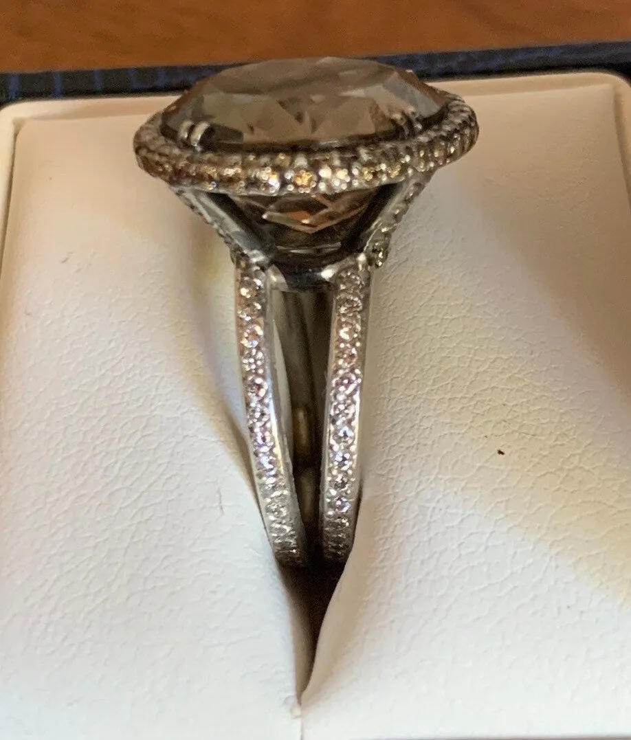 Smoky Quartz and Diamond Ring