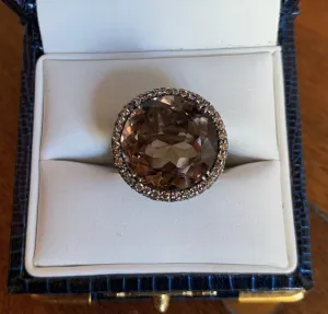 Smoky Quartz and Diamond Ring