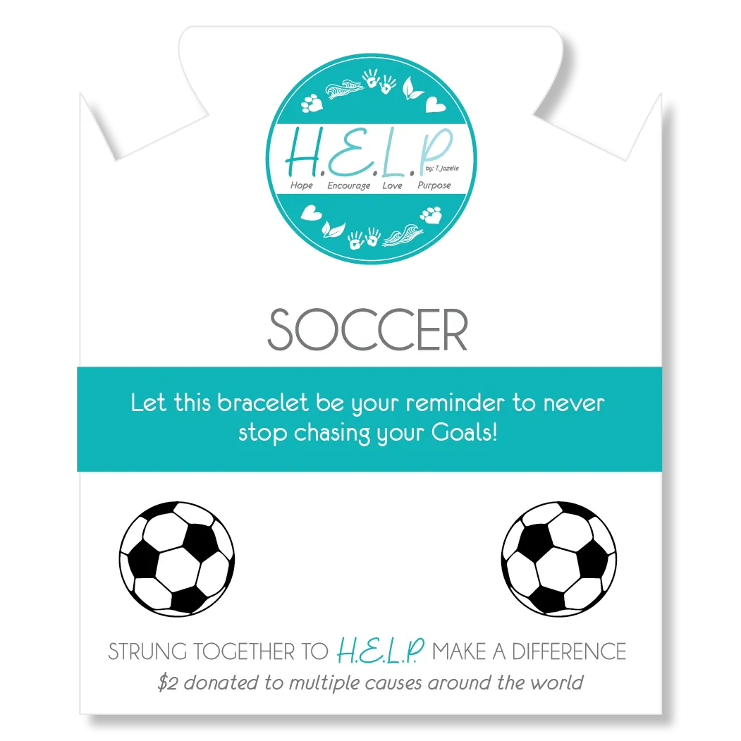 Soccer Charm with Blue Zebra Jade Charity Bracelet