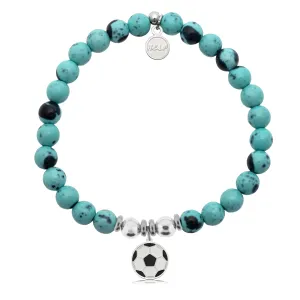 Soccer Charm with Blue Zebra Jade Charity Bracelet
