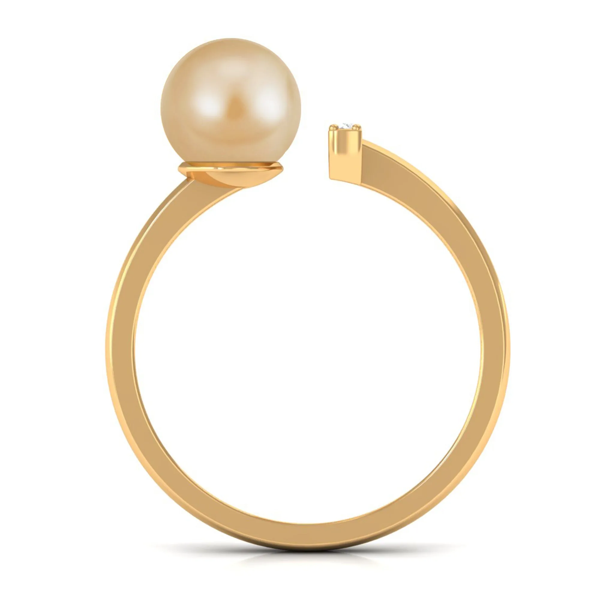 South Sea Pearl and Diamond Modern Cuff Engagement Ring